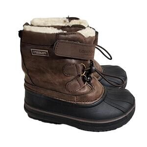 Brown/Black Leather Fur Boots, Kid's 9